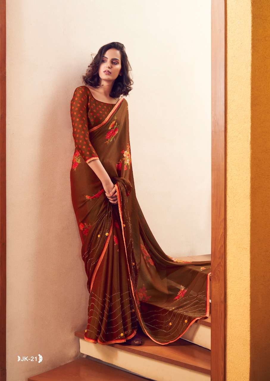 JANKI VOL-2 BY SR 11 TO 30 SERIES INDIAN TRADITIONAL WEAR COLLECTION BEAUTIFUL STYLISH FANCY COLORFUL PARTY WEAR & OCCASIONAL WEAR VELVET CHIFFON SAREES AT WHOLESALE PRICE