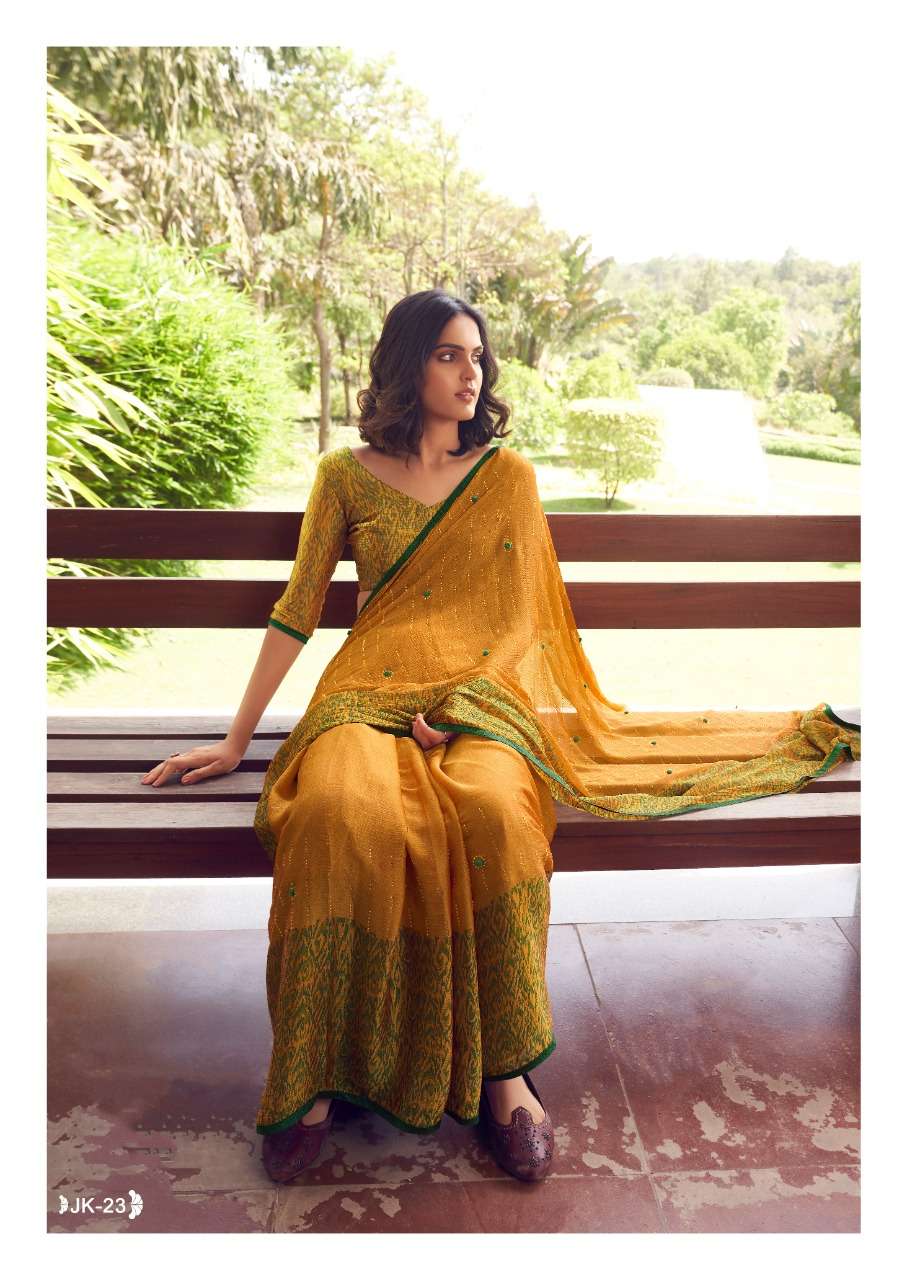 JANKI VOL-2 BY SR 11 TO 30 SERIES INDIAN TRADITIONAL WEAR COLLECTION BEAUTIFUL STYLISH FANCY COLORFUL PARTY WEAR & OCCASIONAL WEAR VELVET CHIFFON SAREES AT WHOLESALE PRICE
