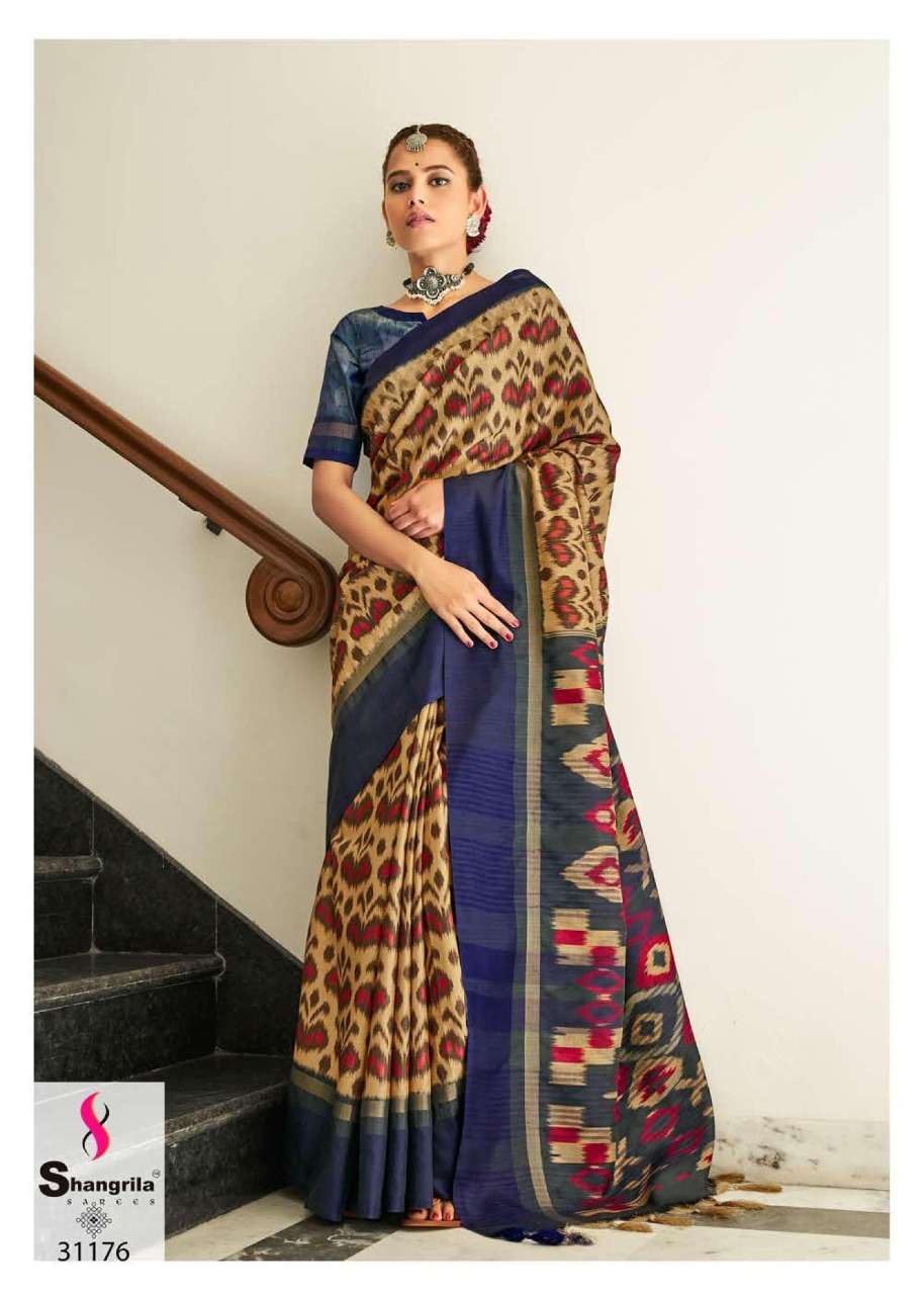 REAL POCHAMPALLY SILK BY SHANGRILA 31171 TO 31176 SERIES INDIAN TRADITIONAL WEAR COLLECTION BEAUTIFUL STYLISH FANCY COLORFUL PARTY WEAR & OCCASIONAL WEAR PURE SILK SAREES AT WHOLESALE PRICE