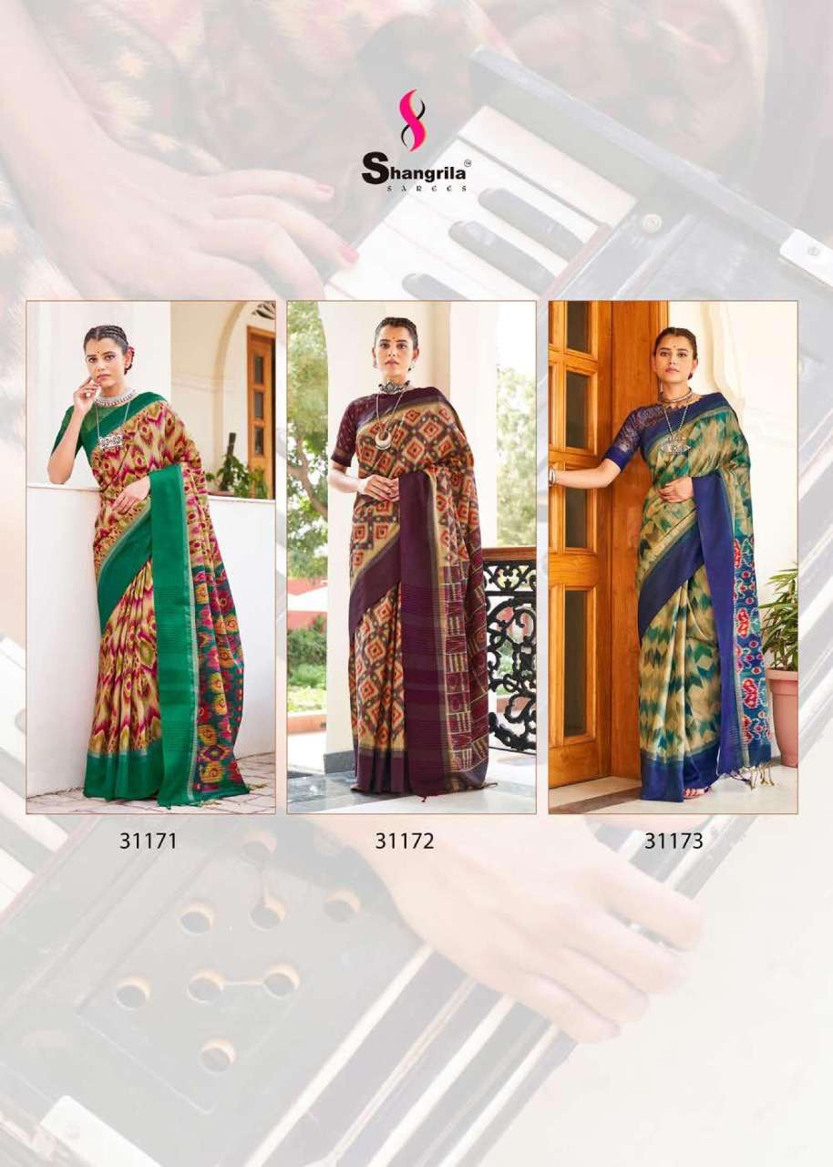 REAL POCHAMPALLY SILK BY SHANGRILA 31171 TO 31176 SERIES INDIAN TRADITIONAL WEAR COLLECTION BEAUTIFUL STYLISH FANCY COLORFUL PARTY WEAR & OCCASIONAL WEAR PURE SILK SAREES AT WHOLESALE PRICE