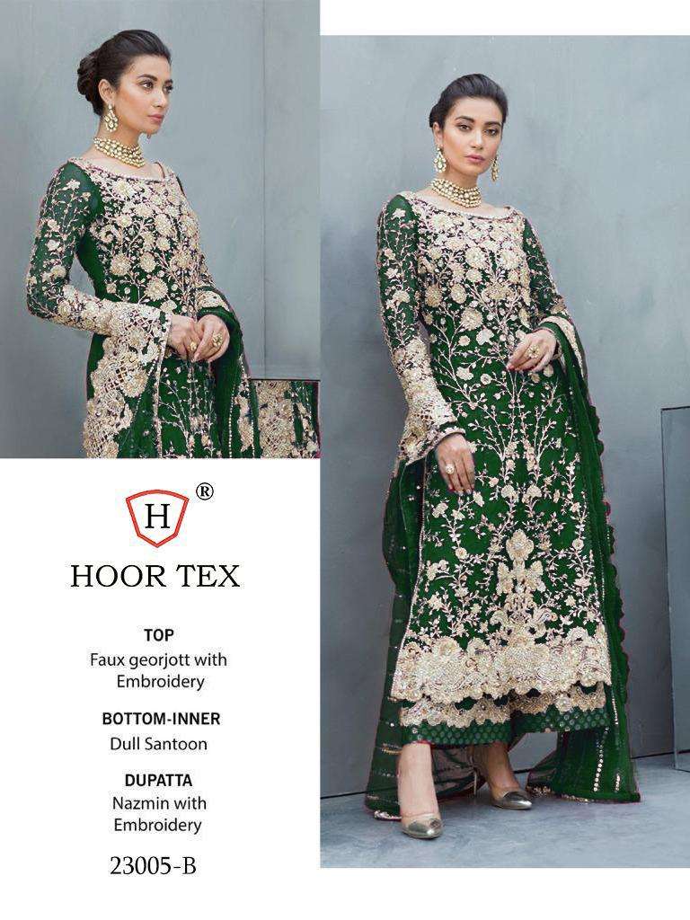 HOOR TEX 23005 COLOURS BY HOOR TEX 23005-A TO 23005-G SERIES DESIGNER PAKISTANI SUITS COLLECTION BEAUTIFUL STYLISH FANCY COLORFUL PARTY WEAR & OCCASIONAL WEAR HEAVY FAUX GEORGETTE EMBROIDERED DRESSES AT WHOLESALE PRICE