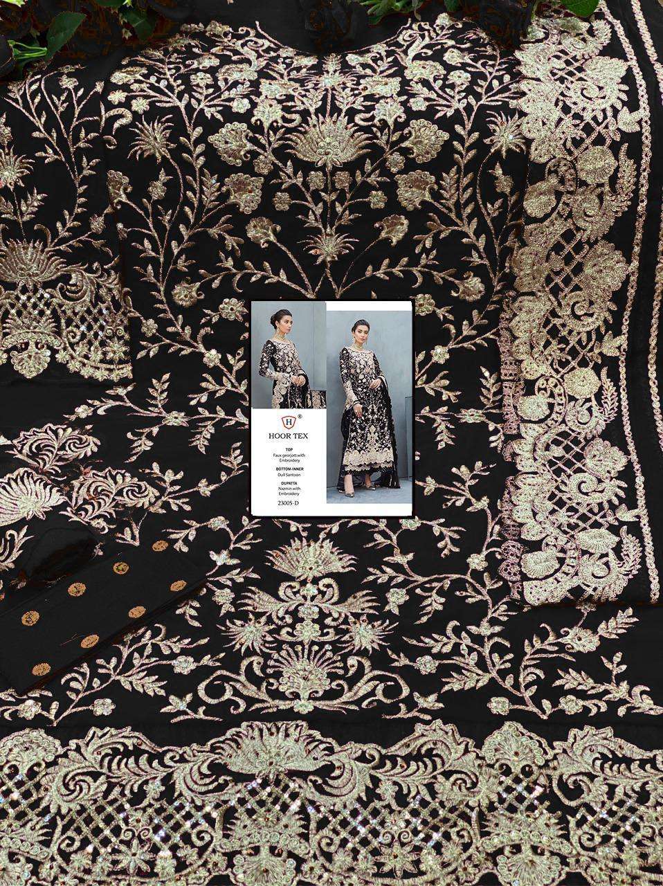 HOOR TEX 23005 COLOURS BY HOOR TEX 23005-A TO 23005-G SERIES DESIGNER PAKISTANI SUITS COLLECTION BEAUTIFUL STYLISH FANCY COLORFUL PARTY WEAR & OCCASIONAL WEAR HEAVY FAUX GEORGETTE EMBROIDERED DRESSES AT WHOLESALE PRICE