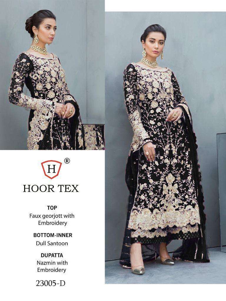 HOOR TEX 23005 COLOURS BY HOOR TEX 23005-A TO 23005-G SERIES DESIGNER PAKISTANI SUITS COLLECTION BEAUTIFUL STYLISH FANCY COLORFUL PARTY WEAR & OCCASIONAL WEAR HEAVY FAUX GEORGETTE EMBROIDERED DRESSES AT WHOLESALE PRICE