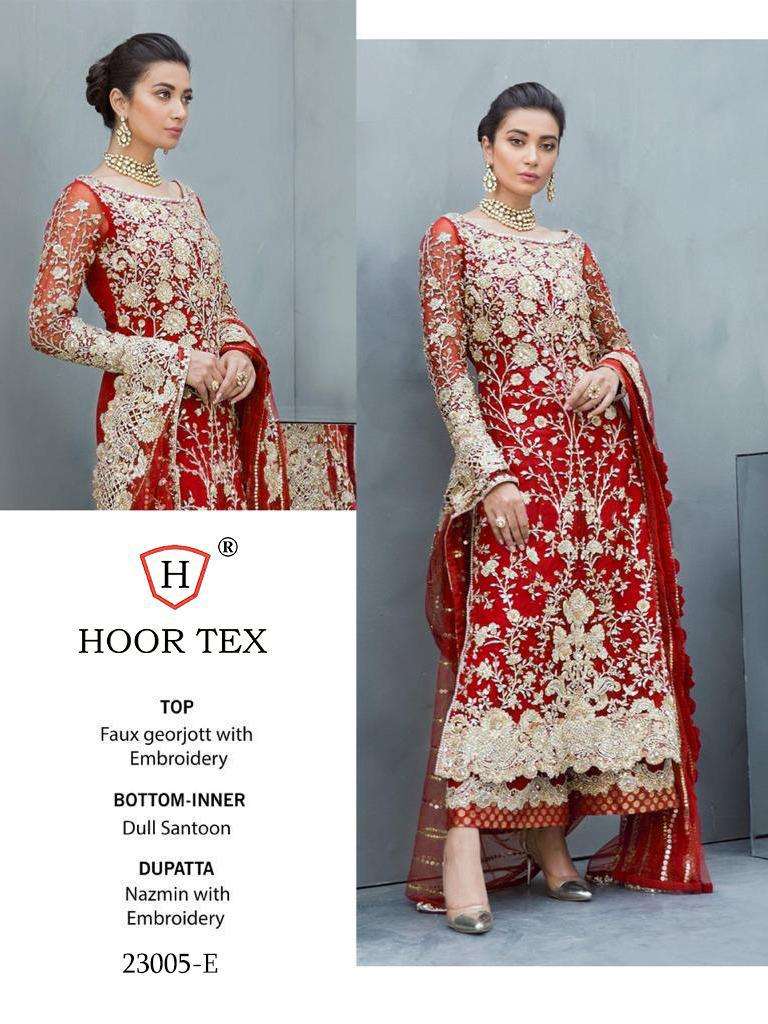 HOOR TEX 23005 COLOURS BY HOOR TEX 23005-A TO 23005-G SERIES DESIGNER PAKISTANI SUITS COLLECTION BEAUTIFUL STYLISH FANCY COLORFUL PARTY WEAR & OCCASIONAL WEAR HEAVY FAUX GEORGETTE EMBROIDERED DRESSES AT WHOLESALE PRICE
