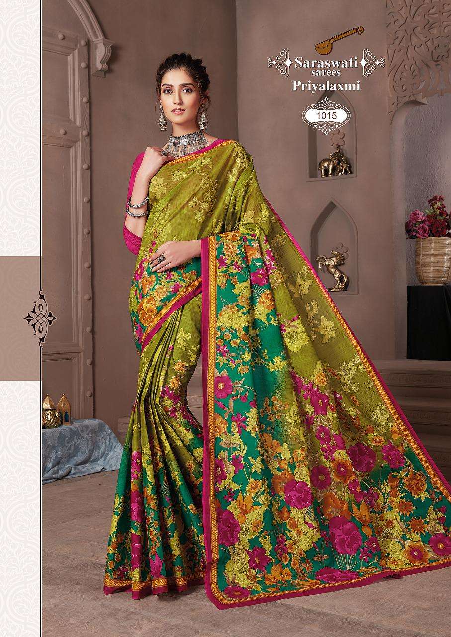 PRIYALAXMI VOL-1 BY SARASWATI SAREES 1001 TO 1030 SERIES INDIAN TRADITIONAL WEAR COLLECTION BEAUTIFUL STYLISH FANCY COLORFUL PARTY WEAR & OCCASIONAL WEAR PURE MAL MAL SAREES AT WHOLESALE PRICE