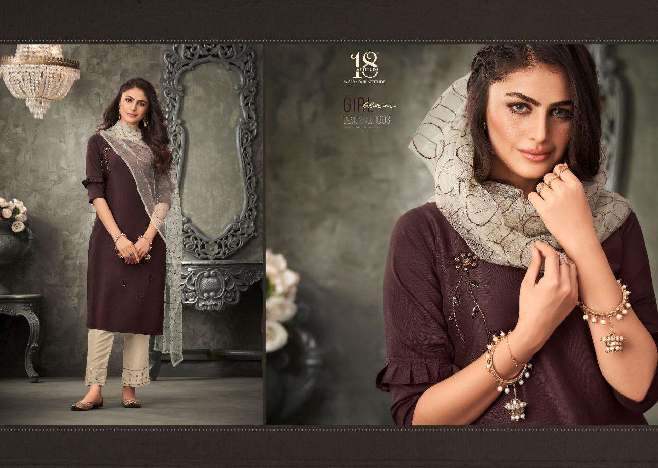 WOMANIYA BY 18 ATTITUDE 1001 TO 1007 SERIES STYLISH FANCY BEAUTIFUL COLORFUL CASUAL WEAR & ETHNIC WEAR PURE MUSLIN DRESSES AT WHOLESALE PRICE