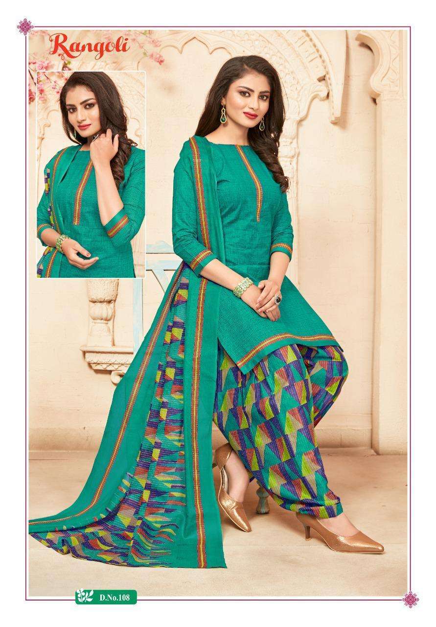 RANGOLI PATIYALA VOL-1 BY KC 101 TO 112 SERIES BEAUTIFUL PATIYALA SUITS STYLISH FANCY COLORFUL CASUAL WEAR & ETHNIC WEAR COTTON DRESSES AT WHOLESALE PRICE