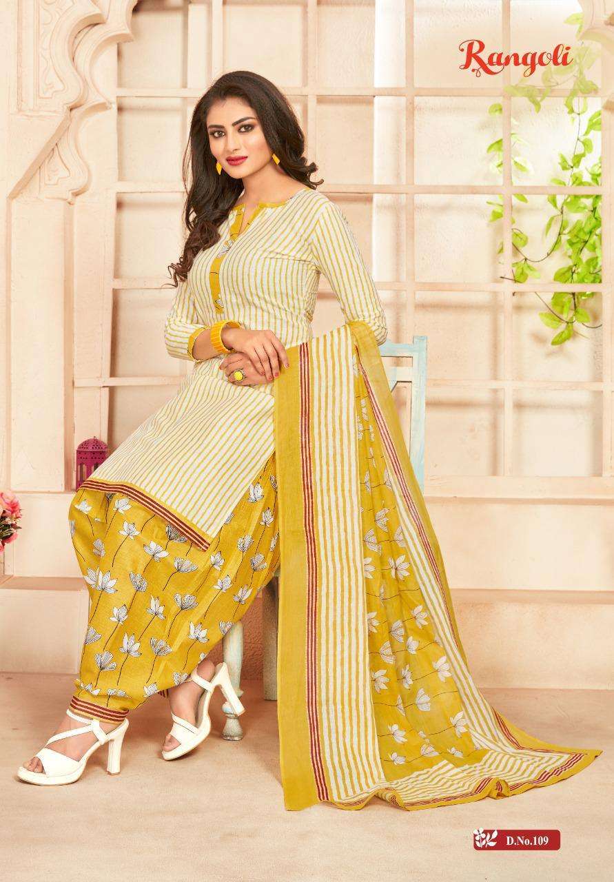 RANGOLI PATIYALA VOL-1 BY KC 101 TO 112 SERIES BEAUTIFUL PATIYALA SUITS STYLISH FANCY COLORFUL CASUAL WEAR & ETHNIC WEAR COTTON DRESSES AT WHOLESALE PRICE