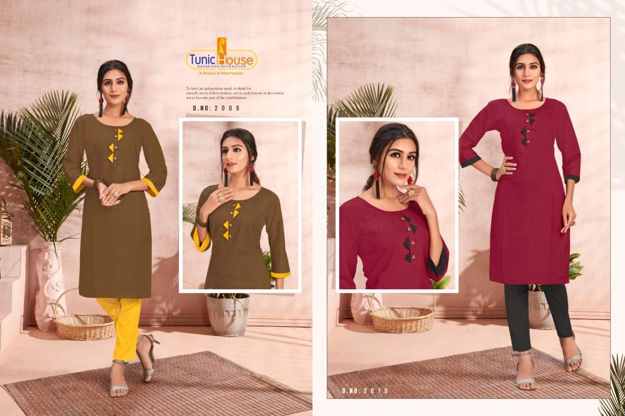NANDINI BY TUNIC HOUSE 2009 TO 2014 SERIES DESIGNER STYLISH FANCY COLORFUL BEAUTIFUL PARTY WEAR & ETHNIC WEAR COLLECTION COTTON SLUB KURTIS AT WHOLESALE PRICE