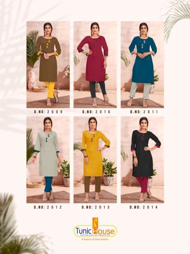 NANDINI BY TUNIC HOUSE 2009 TO 2014 SERIES DESIGNER STYLISH FANCY COLORFUL BEAUTIFUL PARTY WEAR & ETHNIC WEAR COLLECTION COTTON SLUB KURTIS AT WHOLESALE PRICE