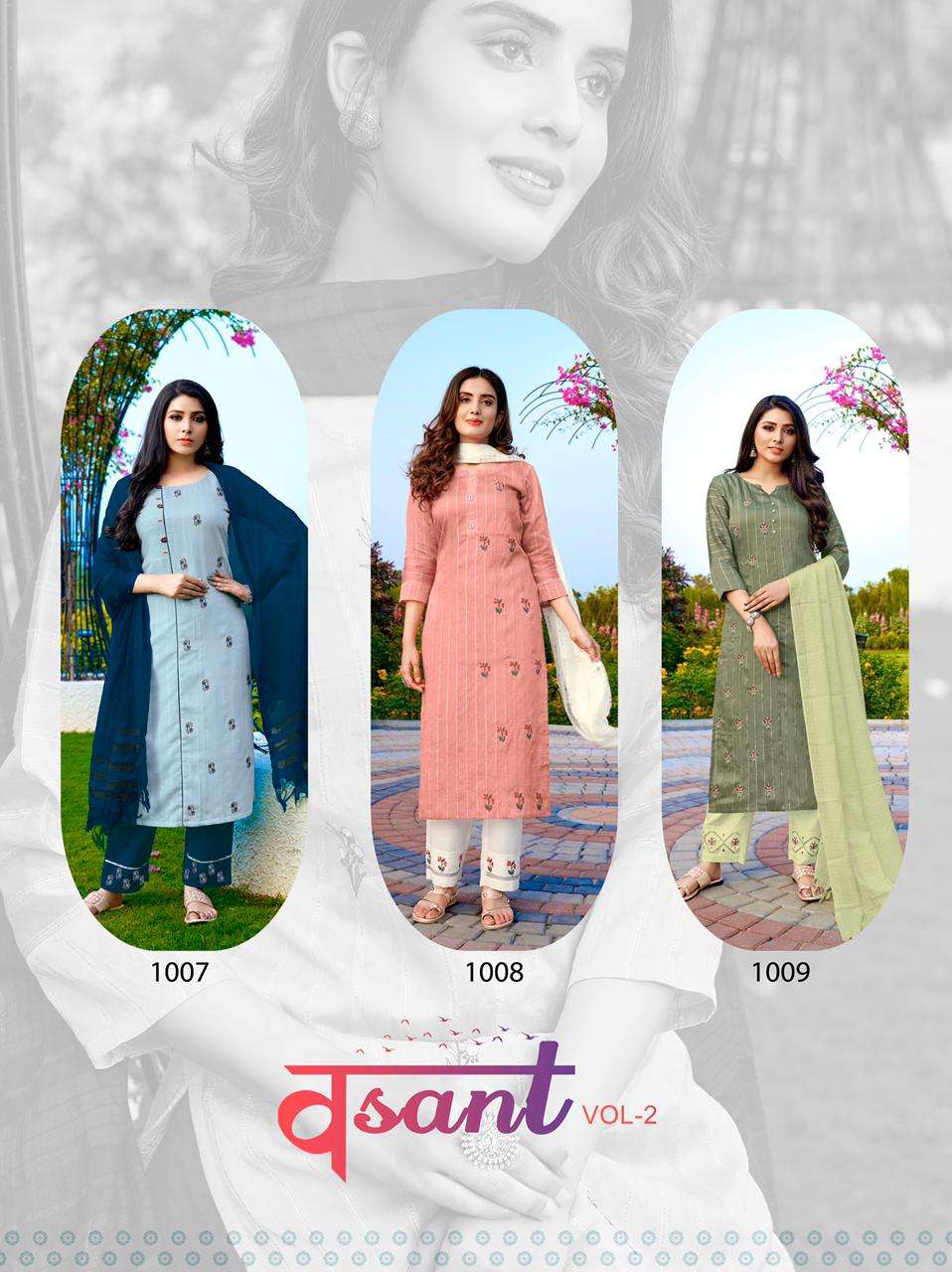 VASANT VOL-2 BY RT 1007 TO 1012 SERIES BEAUTIFUL SUITS COLORFUL STYLISH FANCY CASUAL WEAR & ETHNIC WEAR VISCOSE WEAVING DRESSES AT WHOLESALE PRICE