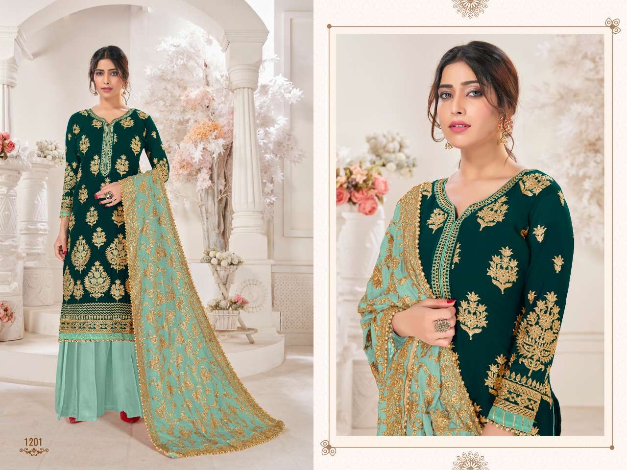 GOLD BY UTSAV SUITS 1201-A TO 1201-E SERIES BEAUTIFUL SHARARA SUITS COLORFUL STYLISH FANCY CASUAL WEAR & ETHNIC WEAR FAUX GEORGETTE DRESSES AT WHOLESALE PRICE