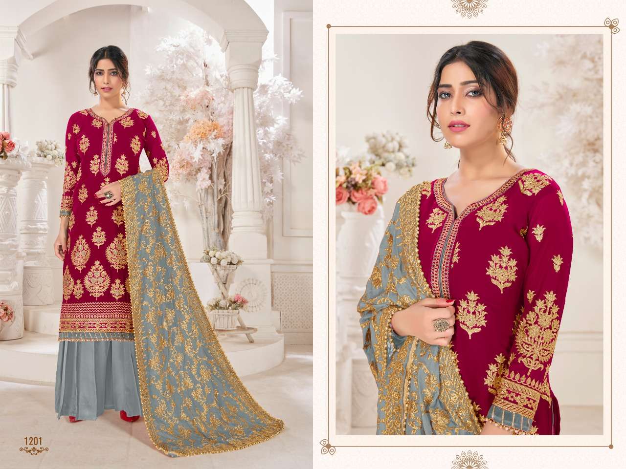 GOLD BY UTSAV SUITS 1201-A TO 1201-E SERIES BEAUTIFUL SHARARA SUITS COLORFUL STYLISH FANCY CASUAL WEAR & ETHNIC WEAR FAUX GEORGETTE DRESSES AT WHOLESALE PRICE
