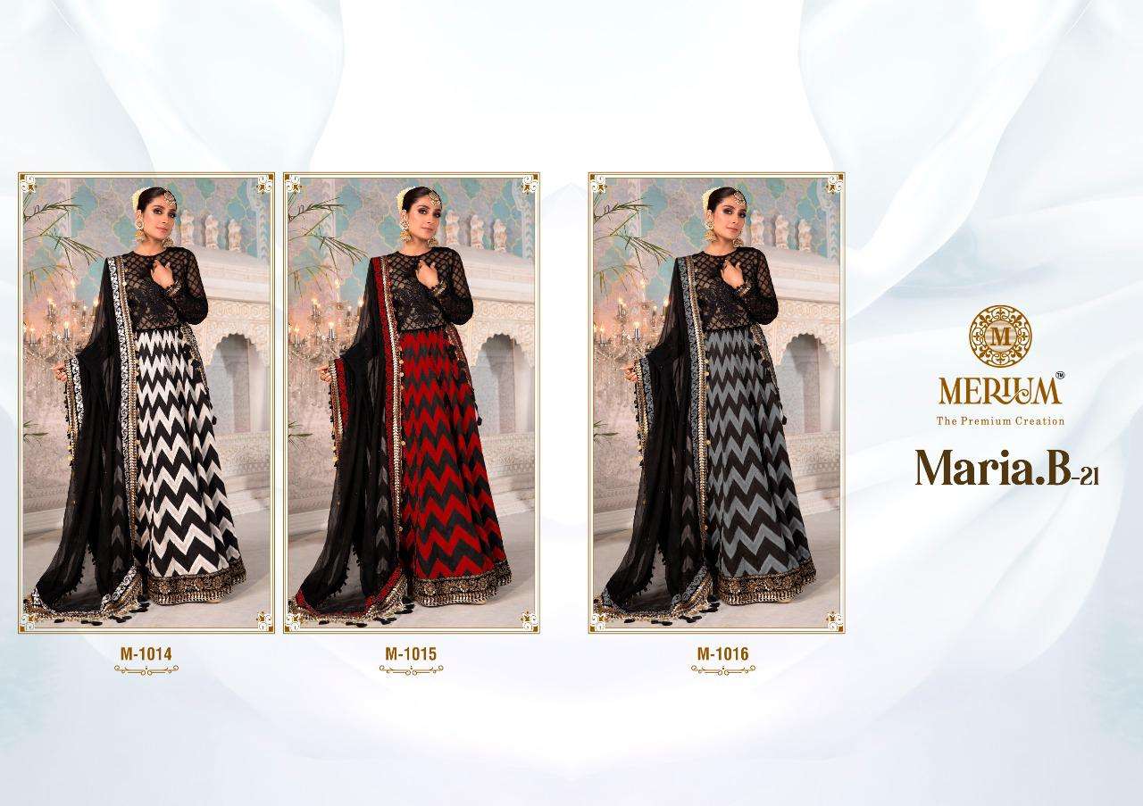 MARIA.B-21 BY MERIUM 1014 TO 1016 SERIES BEAUTIFUL STYLISH ANARKALI SUITS FANCY COLORFUL CASUAL WEAR & ETHNIC WEAR & READY TO WEAR GEORGETTE AND NET DRESSES AT WHOLESALE PRICE