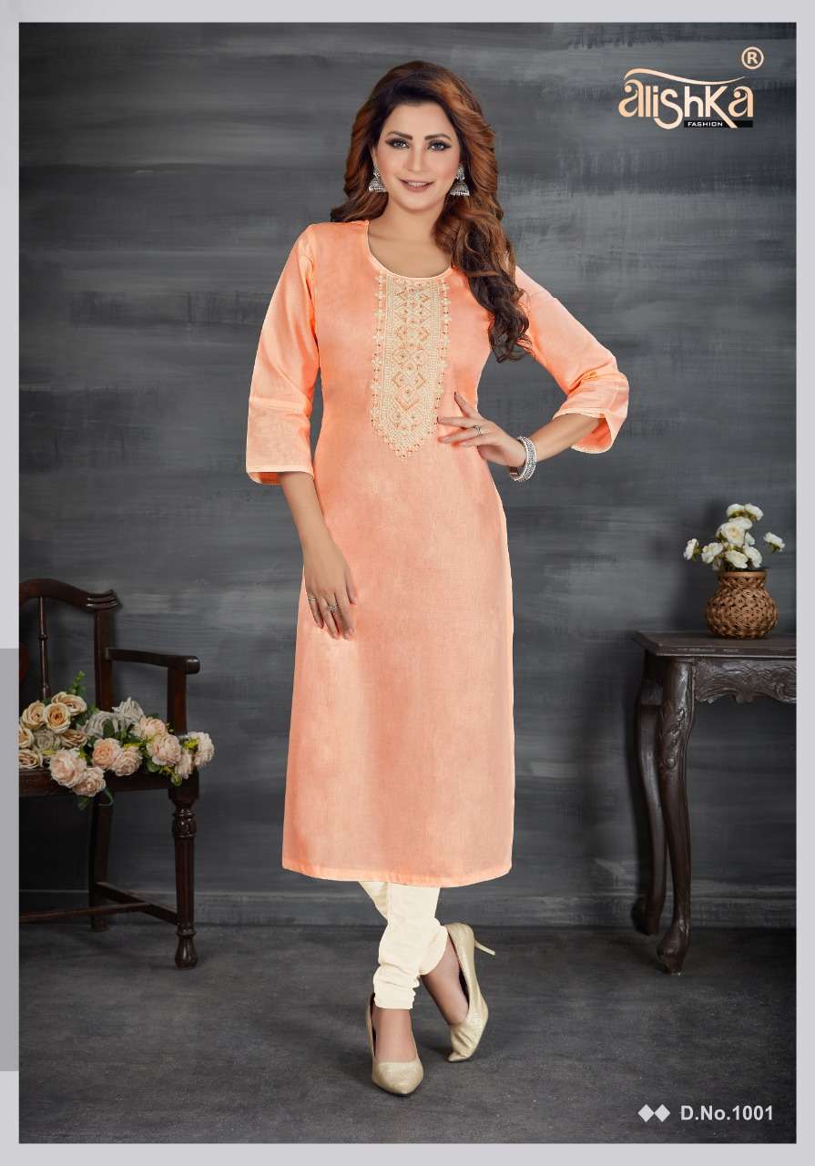 SPARKLE BY ALISHKA FASHION 1001 TO 1006 SERIES DESIGNER STYLISH FANCY COLORFUL BEAUTIFUL PARTY WEAR & ETHNIC WEAR COLLECTION COTTON EMBROIDERY KURTIS AT WHOLESALE PRICE