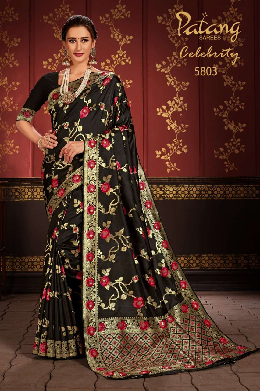 CELEBRITY BY PATANG SAREES 5801 TO 5809 SERIES INDIAN TRADITIONAL WEAR COLLECTION BEAUTIFUL STYLISH FANCY COLORFUL PARTY WEAR & OCCASIONAL WEAR SOFT SILK SAREES AT WHOLESALE PRICE
