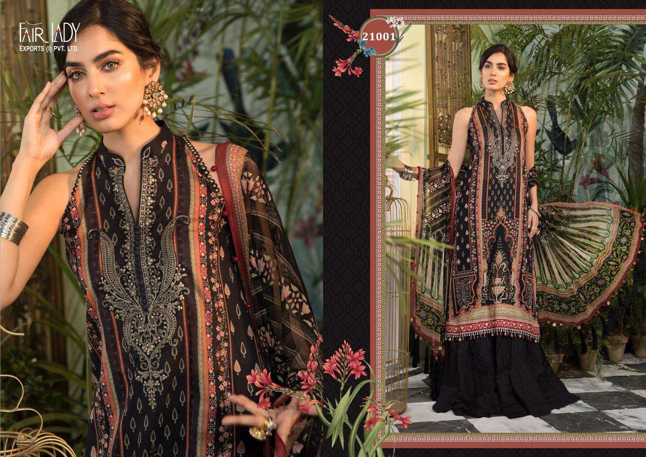 MARIA.B. 21001 SERIES BY FAIR LADY 21001 TO 21006 SERIES DESIGNER FESTIVE PAKISTANI SUITS COLLECTION BEAUTIFUL STYLISH FANCY COLORFUL PARTY WEAR & OCCASIONAL WEAR LAWN COTTON DIGITAL PRINT WITH EMBROIDERED DRESSES AT WHOLESALE PRICE