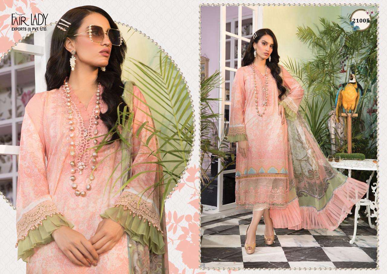 MARIA.B. 21001 SERIES BY FAIR LADY 21001 TO 21006 SERIES DESIGNER FESTIVE PAKISTANI SUITS COLLECTION BEAUTIFUL STYLISH FANCY COLORFUL PARTY WEAR & OCCASIONAL WEAR LAWN COTTON DIGITAL PRINT WITH EMBROIDERED DRESSES AT WHOLESALE PRICE