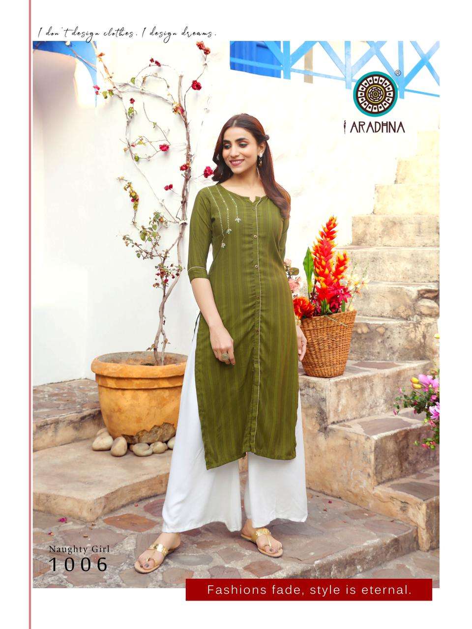 NAUGHTY GIRL VOL-1 BY ARADHNA FASHION 1001 TO 1008 SERIES DESIGNER STYLISH FANCY COLORFUL BEAUTIFUL PARTY WEAR & ETHNIC WEAR COLLECTION RAYON WITH WORK KURTIS AT WHOLESALE PRICE