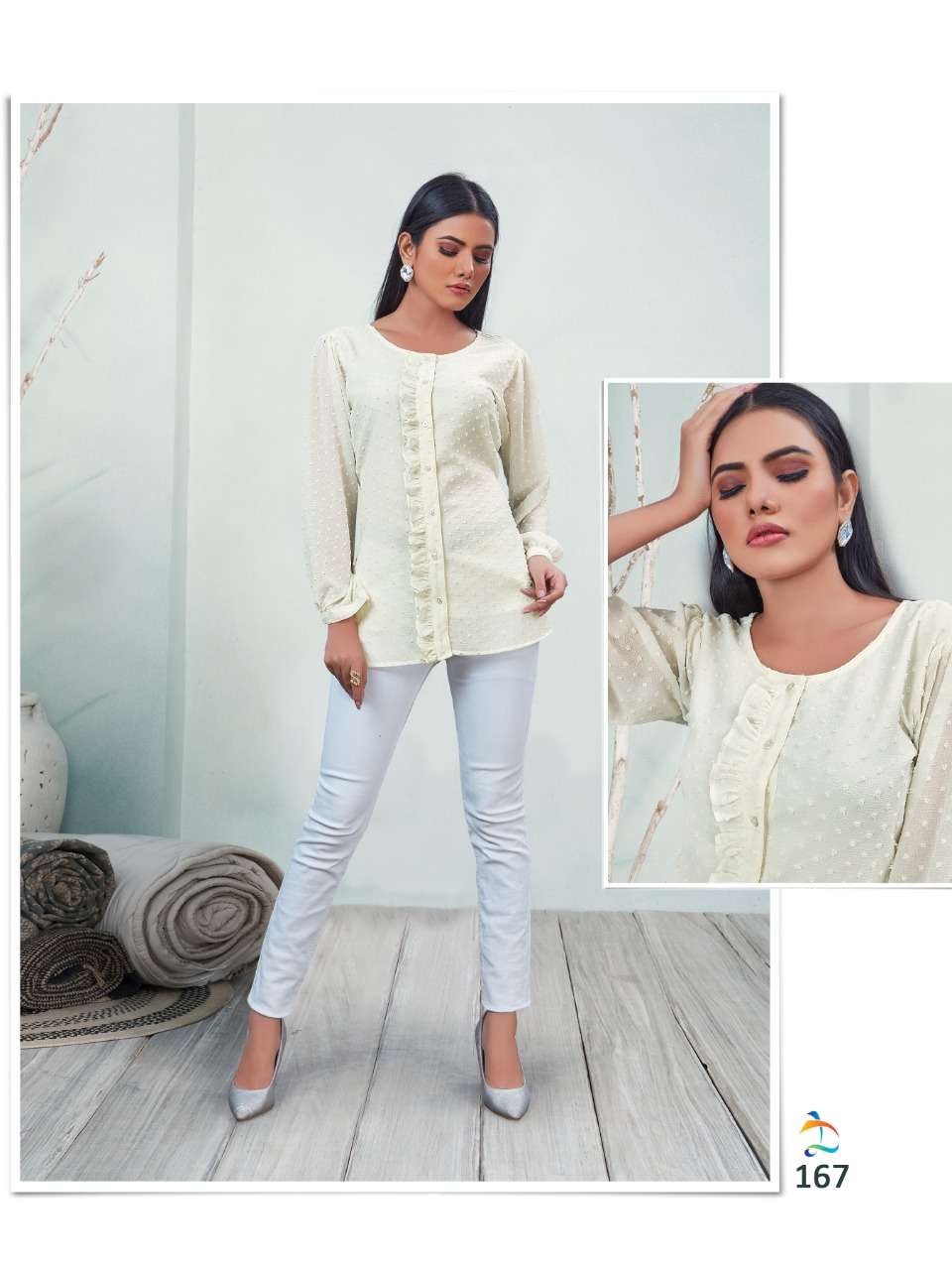 ALEEZA BY DOVI FASHION 160 TO 168 SERIES DESIGNER STYLISH FANCY COLORFUL BEAUTIFUL PARTY WEAR & ETHNIC WEAR COLLECTION CHIFFON TOPS AT WHOLESALE PRICE