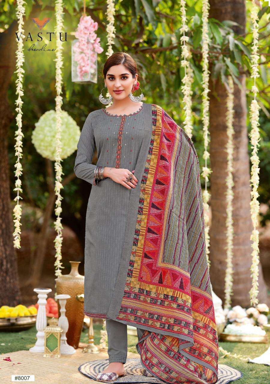 PAKEEZAH VOL-8 BY VASTU TEX 8001 TO 8008 SERIES BEAUTIFUL STYLISH SUITS FANCY COLORFUL CASUAL WEAR & ETHNIC WEAR & READY TO WEAR COTTON LAWN PRINTED DRESSES AT WHOLESALE PRICE