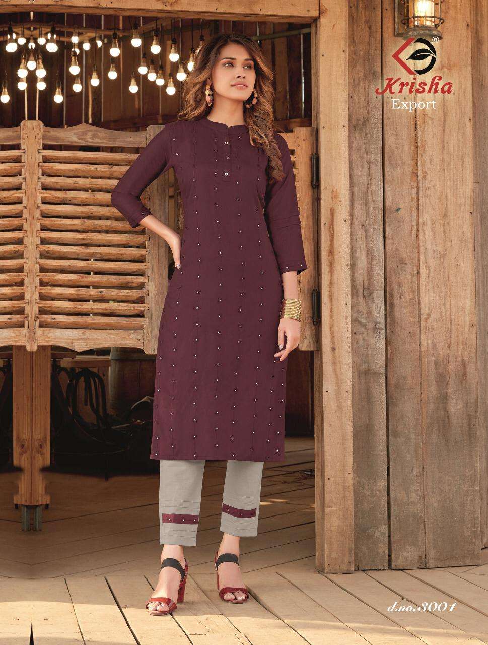 SIYARA BY KRISHA 3001 TO 3004 SERIES DESIGNER STYLISH FANCY COLORFUL BEAUTIFUL PARTY WEAR & ETHNIC WEAR COLLECTION RAYON EMBROIDERY KURTIS WITH BOTTOM AT WHOLESALE PRICE