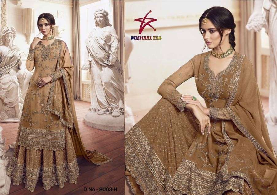 MISHAAL 8003 COLOURS BY MISHAAL FAB BEAUTIFUL PAKISTANI SUITS STYLISH COLORFUL FANCY CASUAL WEAR & ETHNIC WEAR HEAVY GEORGETTE EMBROIDERED DRESSES AT WHOLESALE PRICE