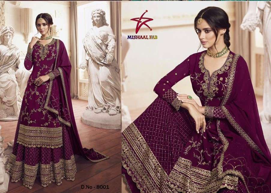 MISHAAL 8003 COLOURS BY MISHAAL FAB BEAUTIFUL PAKISTANI SUITS STYLISH COLORFUL FANCY CASUAL WEAR & ETHNIC WEAR HEAVY GEORGETTE EMBROIDERED DRESSES AT WHOLESALE PRICE