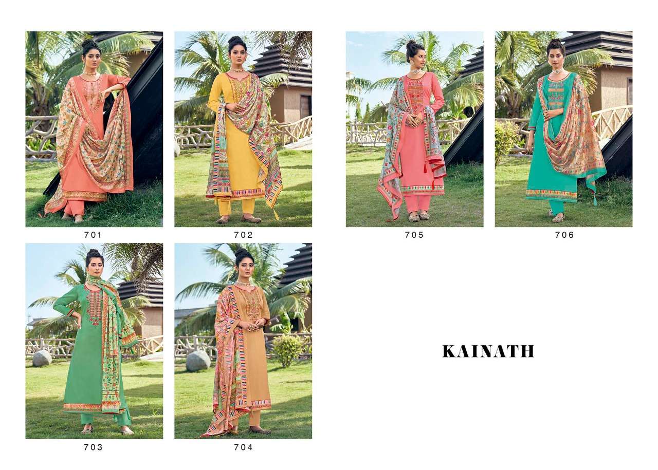 KAINAT BY TRIPLE AAA 701 TO 706 SERIES BEAUTIFUL SUITS COLORFUL STYLISH FANCY CASUAL WEAR & ETHNIC WEAR JAM SILK EMBROIDERED DRESSES AT WHOLESALE PRICE