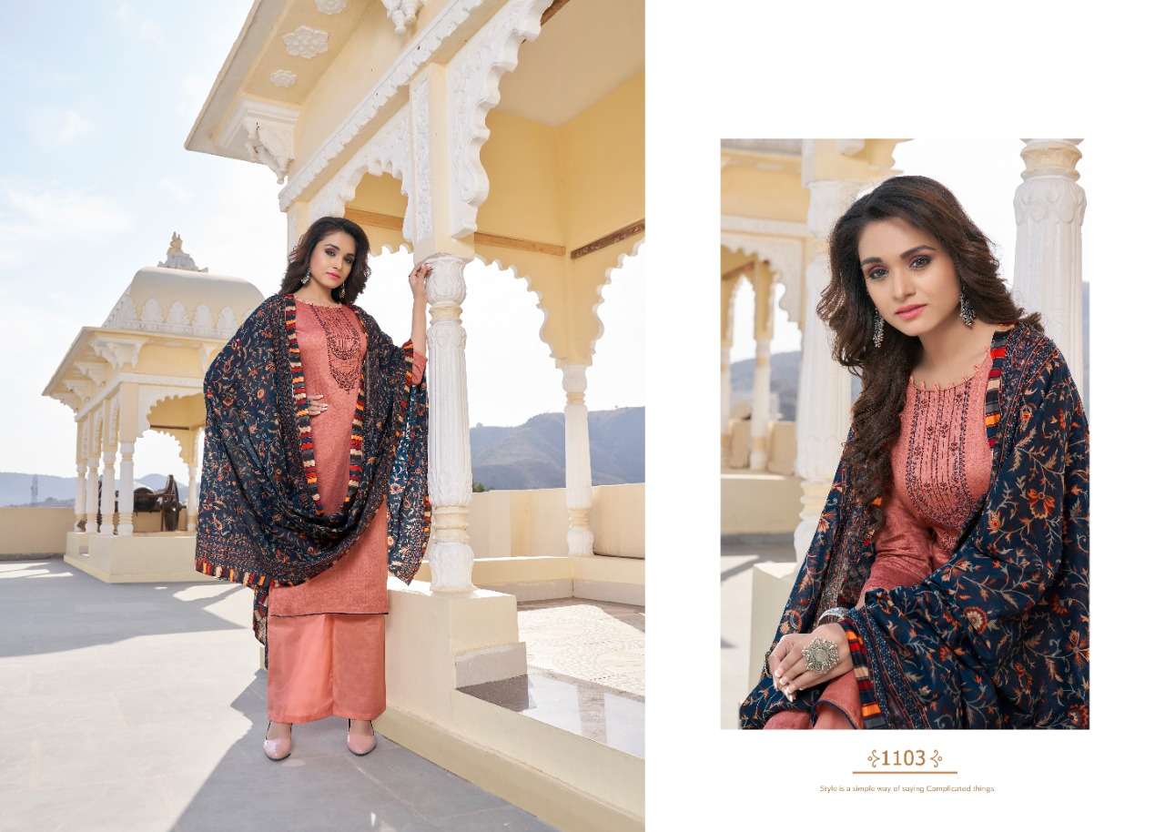 NASHA VOL-1 BY 7 CLOUDS 1101 TO 1108 SERIES BEAUTIFUL STYLISH SUITS FANCY COLORFUL CASUAL WEAR & ETHNIC WEAR & READY TO WEAR PURE JAM PRINT EMBROIDERED DRESSES AT WHOLESALE PRICE