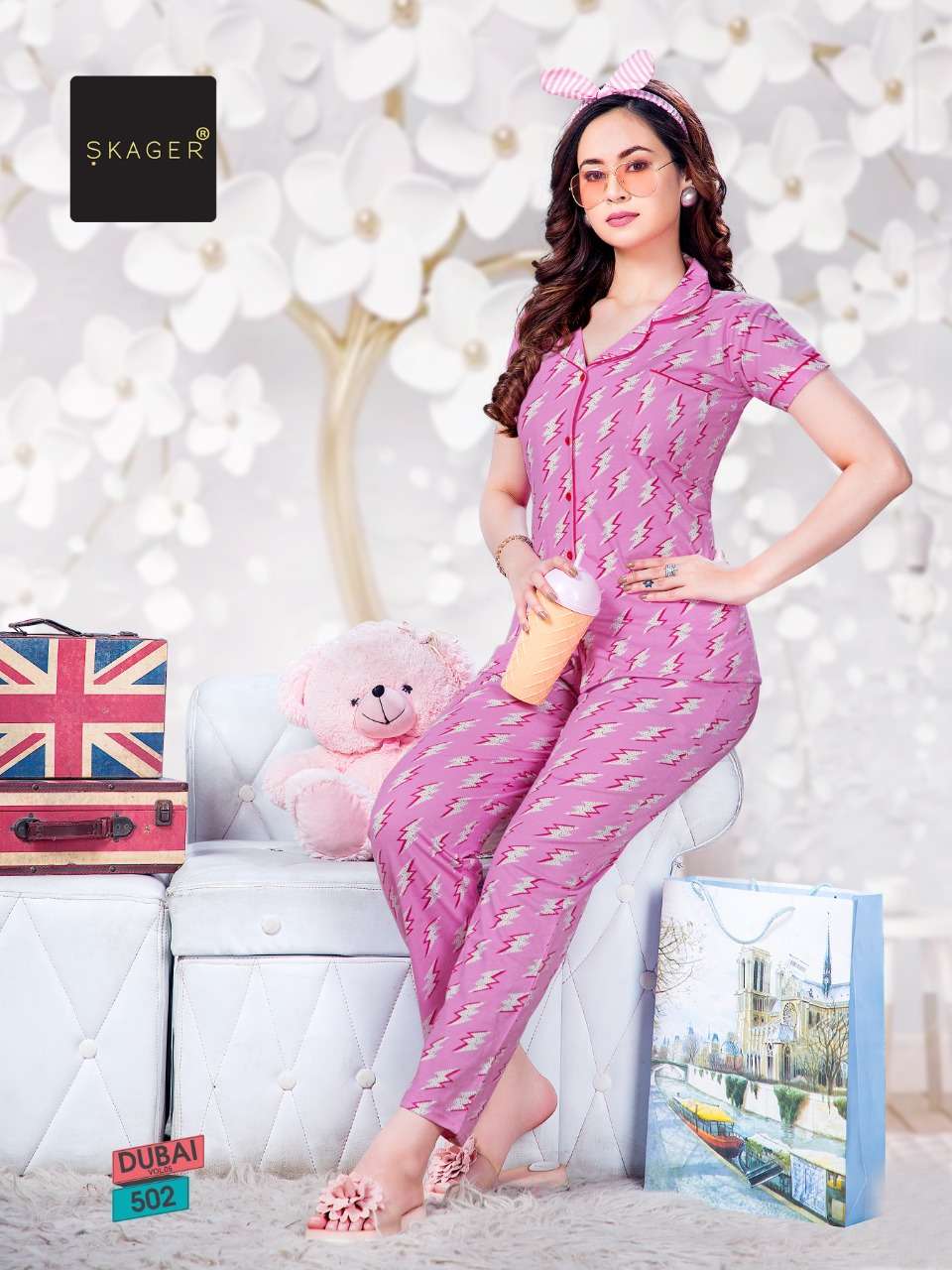 DUBAI VOL-5 BY SKAGER 501 TO 504 SERIES BEAUTIFUL STYLISH FANCY COLORFUL CASUAL WEAR & ETHNIC WEAR HOSIERY NIGHT SUITS AT WHOLESALE PRICE