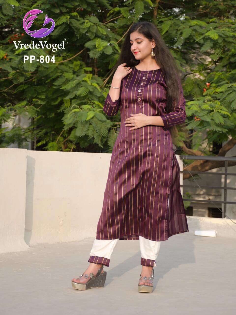 KHUSHIYA BY VREDE VOGEL 801 TO 806 SERIES DESIGNER STYLISH FANCY COLORFUL BEAUTIFUL PARTY WEAR & ETHNIC WEAR COLLECTION SILK WEAVING KURTIS WITH BOTTOM AT WHOLESALE PRICE