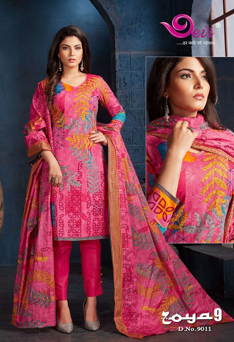 ZOYA VOL-9 BY DEVI 9001 TO 9012 SERIES INDIAN TRADITIONAL WEAR COLLECTION BEAUTIFUL STYLISH FANCY COLORFUL PARTY WEAR & OCCASIONAL WEAR COTTON PRINT SAREES AT WHOLESALE PRICE
