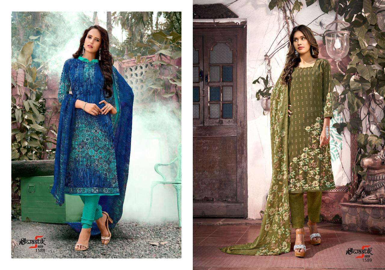 SWASTIK VOL-45 BY ANMOL TEX 1581 TO 1598 SERIES BEAUTIFUL SUITS COLORFUL STYLISH FANCY CASUAL WEAR & ETHNIC WEAR AMERICAN CREPE PRINT DRESSES AT WHOLESALE PRICE