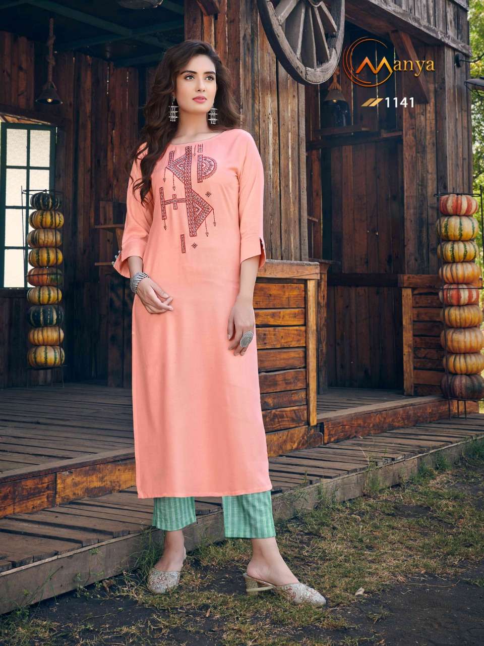 GLORY BY MANYA 1140 TO 1145 SERIES DESIGNER STYLISH FANCY COLORFUL BEAUTIFUL PARTY WEAR & ETHNIC WEAR COLLECTION COTTON EMBROIDERY KURTIS WITH BOTTOM AT WHOLESALE PRICE