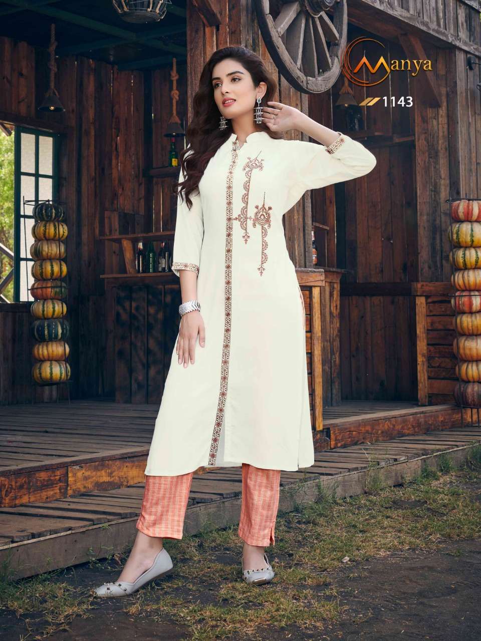 GLORY BY MANYA 1140 TO 1145 SERIES DESIGNER STYLISH FANCY COLORFUL BEAUTIFUL PARTY WEAR & ETHNIC WEAR COLLECTION COTTON EMBROIDERY KURTIS WITH BOTTOM AT WHOLESALE PRICE