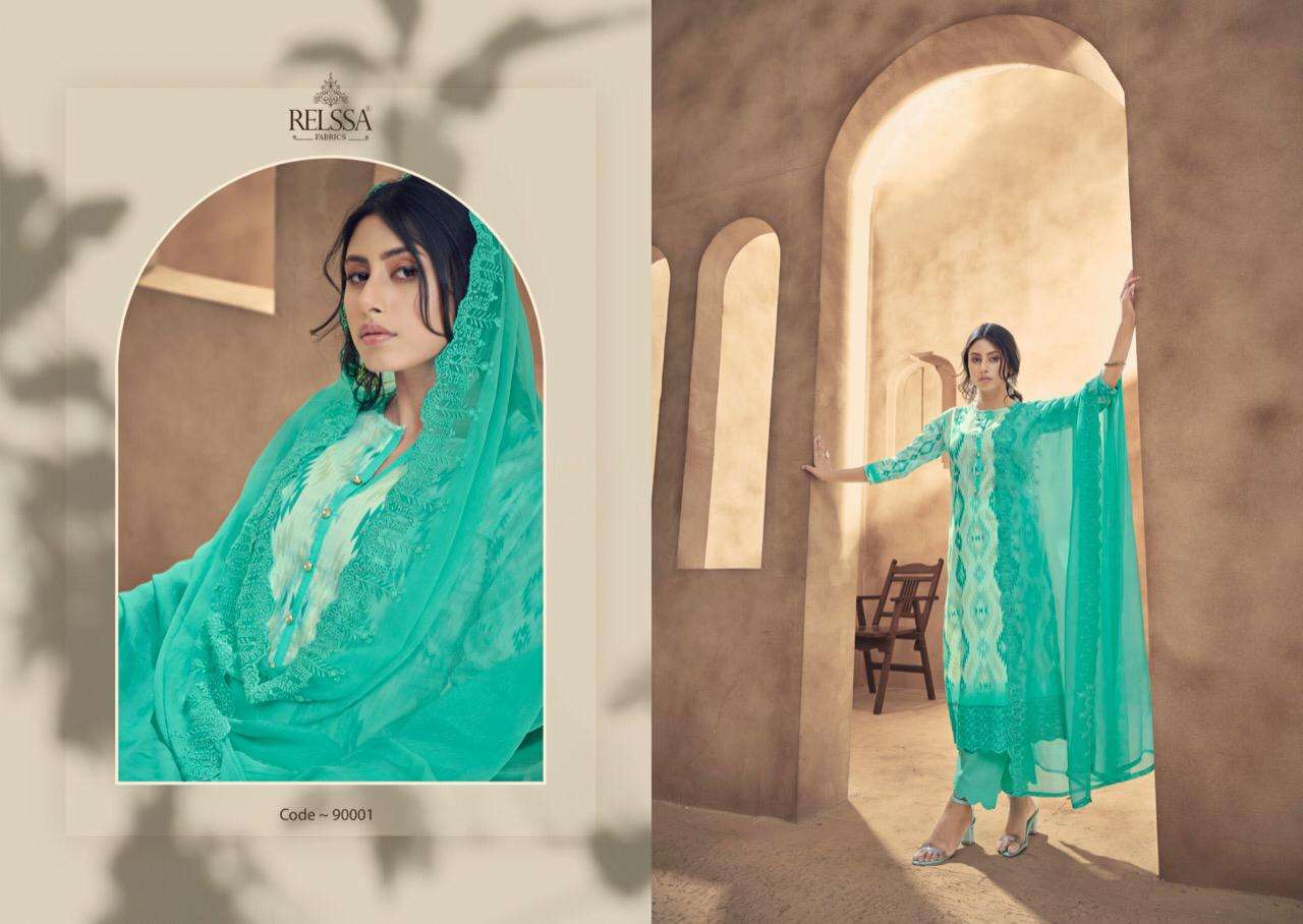 LAMHAA BY RELSSA FABRICS 90001 TO 90006 SERIES BEAUTIFUL SUITS COLORFUL STYLISH FANCY CASUAL WEAR & ETHNIC WEAR PREMIUM COTTON LAWN DRESSES AT WHOLESALE PRICE