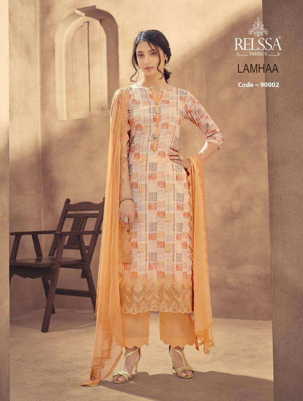 LAMHAA BY RELSSA FABRICS 90001 TO 90006 SERIES BEAUTIFUL SUITS COLORFUL STYLISH FANCY CASUAL WEAR & ETHNIC WEAR PREMIUM COTTON LAWN DRESSES AT WHOLESALE PRICE