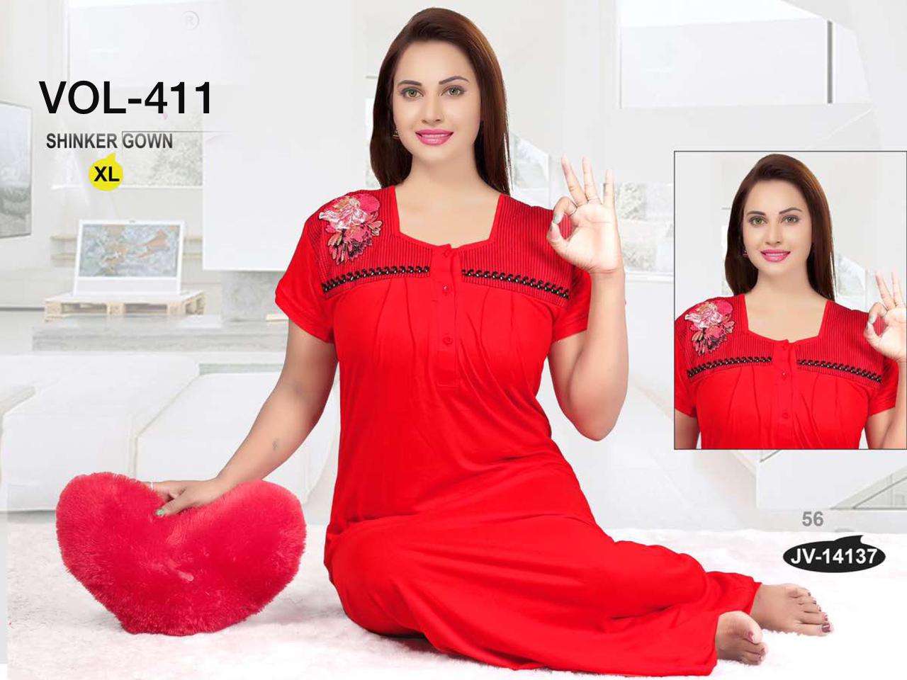 SHINKER GOWN VOL-411 BY FASHION TALK 14133 TO 14138 SERIES DESIGNER BEAUTIFUL STYLISH FANCY COLORFUL PARTY WEAR & OCCASIONAL WEAR HOSIERY COTTON GOWNS AT WHOLESALE PRICE