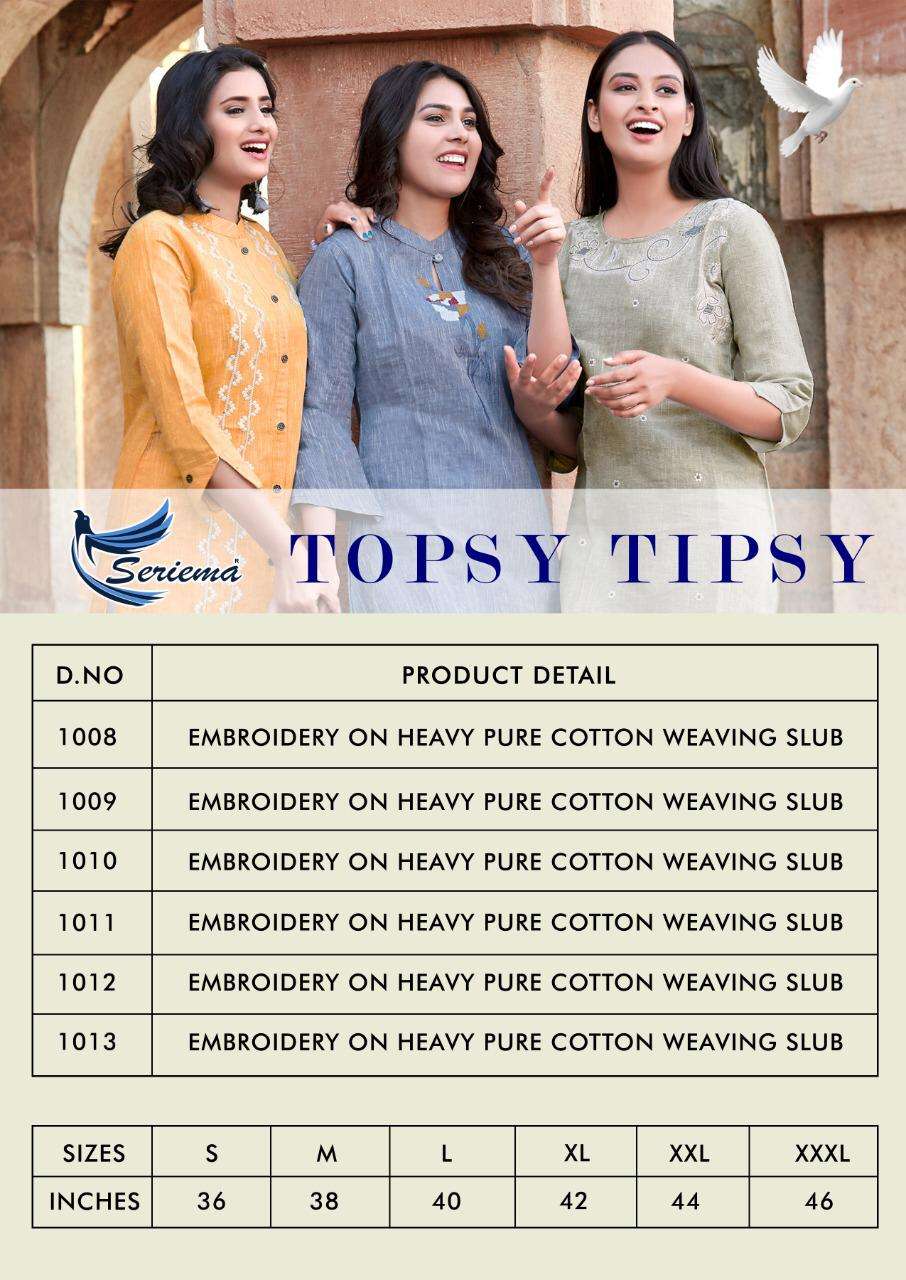 TOPSY TIPSY BY SPARROW 1008 TO 1013 SERIES DESIGNER STYLISH FANCY COLORFUL BEAUTIFUL PARTY WEAR & ETHNIC WEAR COLLECTION PURE COTTON EMBROIDERED TOPS AT WHOLESALE PRICE