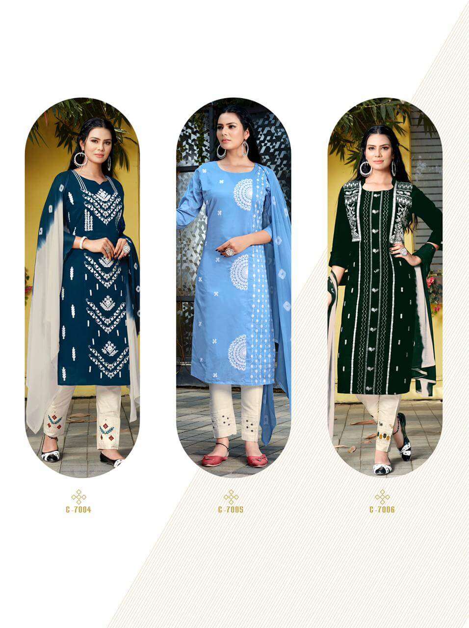 LUCKNOWI BY RT 7001 TO 7006 SERIES BEAUTIFUL SUITS COLORFUL STYLISH FANCY CASUAL WEAR & ETHNIC WEAR MAL COTTON DRESSES AT WHOLESALE PRICE