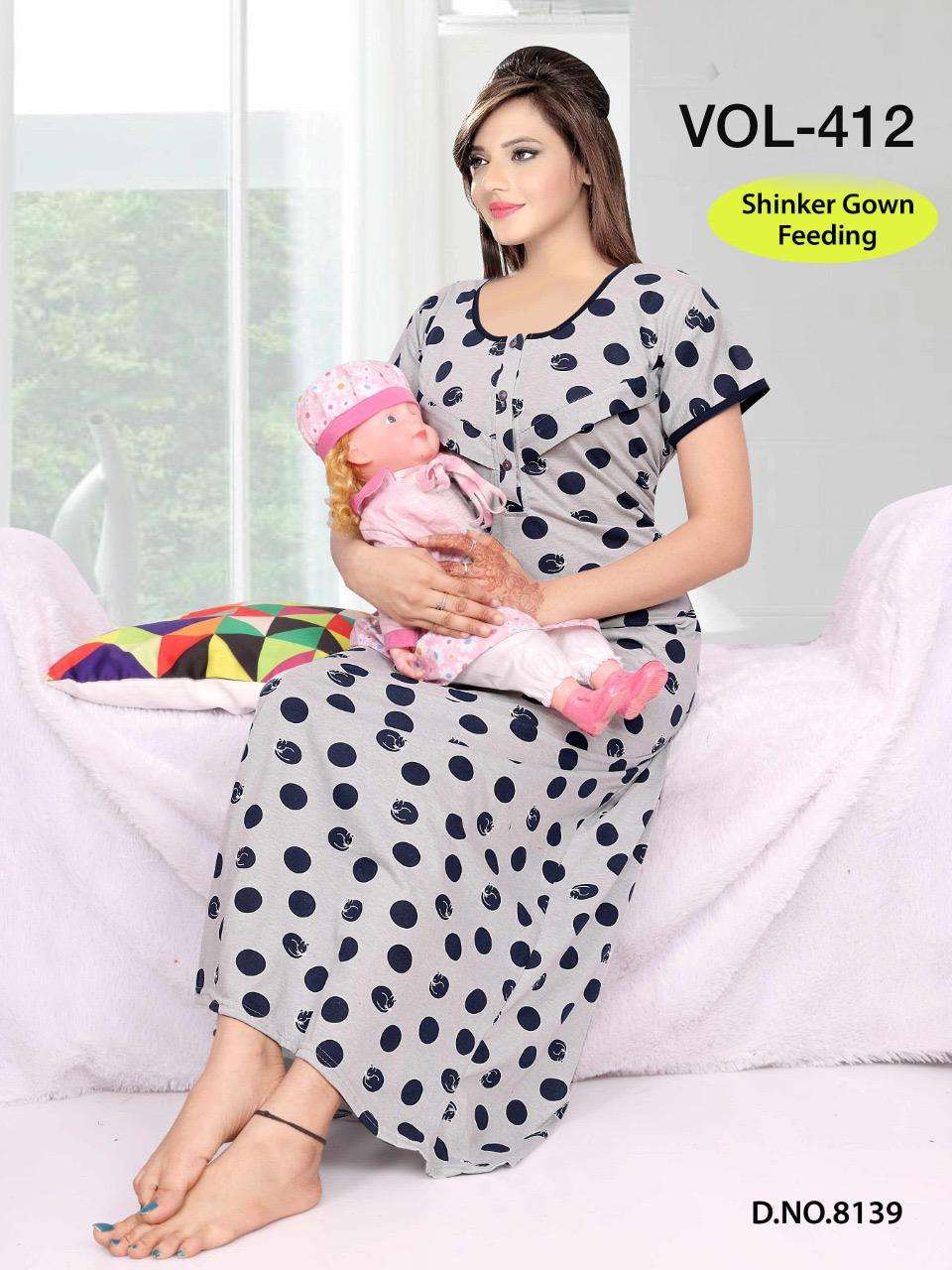 SHINKER GOWN VOL-412 BY FASHION TALK 8138 TO 8143 SERIES DESIGNER BEAUTIFUL STYLISH FANCY COLORFUL PARTY WEAR & OCCASIONAL WEAR HOSIERY COTTON GOWNS AT WHOLESALE PRICE