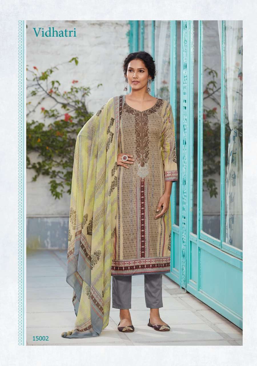 AMORA BY VIDHATRI 15001 TO 15008 SERIES BEAUTIFUL SUITS COLORFUL STYLISH FANCY CASUAL WEAR & ETHNIC WEAR PURE LAWN COTTON PRINT EMBROIDERED DRESSES AT WHOLESALE PRICE