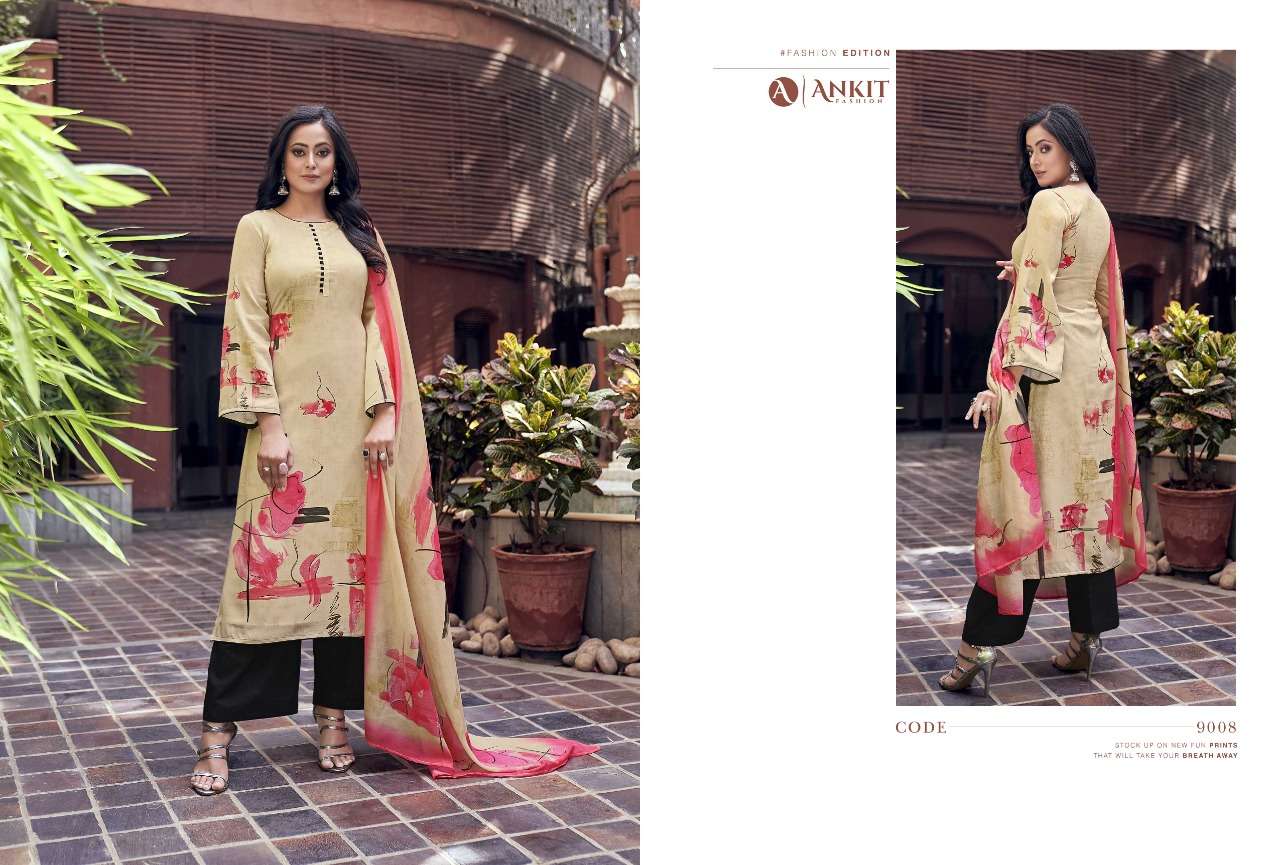 ABSTRACT FLOWS BY ANKIT FASHION 9007 TO 9012 SERIES BEAUTIFUL SUITS COLORFUL STYLISH FANCY CASUAL WEAR & ETHNIC WEAR COTTON SATIN DIGITAL PRINT DRESSES AT WHOLESALE PRICE