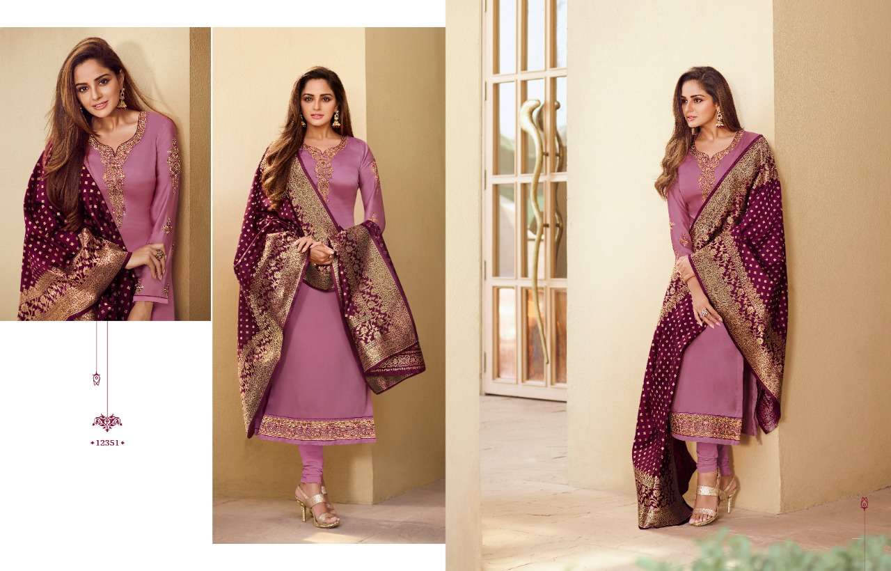 ZISA BANARASI VOL-10 NX BY ZISA 12351 TO 12355 SERIES BEAUTIFUL SUITS COLORFUL STYLISH FANCY CASUAL WEAR & ETHNIC WEAR SATIN GEORGETTE EMBROIDERED DRESSES AT WHOLESALE PRICE