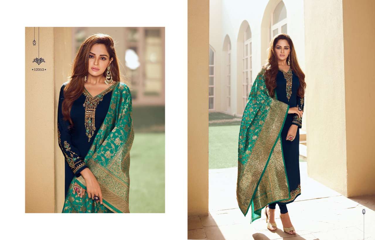 ZISA BANARASI VOL-10 NX BY ZISA 12351 TO 12355 SERIES BEAUTIFUL SUITS COLORFUL STYLISH FANCY CASUAL WEAR & ETHNIC WEAR SATIN GEORGETTE EMBROIDERED DRESSES AT WHOLESALE PRICE