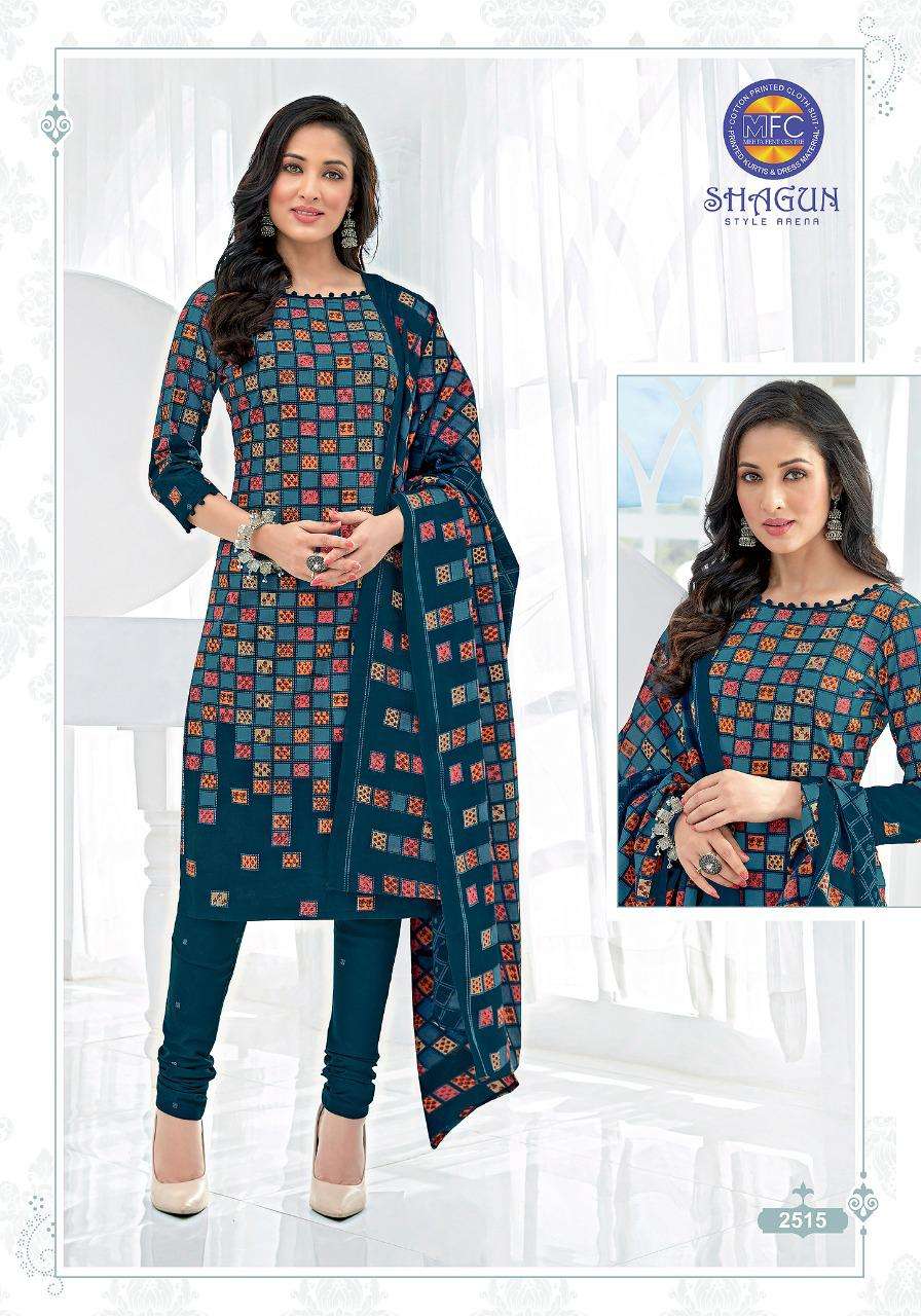 SHAGUN VOL-25 BY MFC 2501 TO 2520 SERIES BEAUTIFUL SUITS COLORFUL STYLISH FANCY CASUAL WEAR & ETHNIC WEAR PURE COTTON DRESSES AT WHOLESALE PRICE