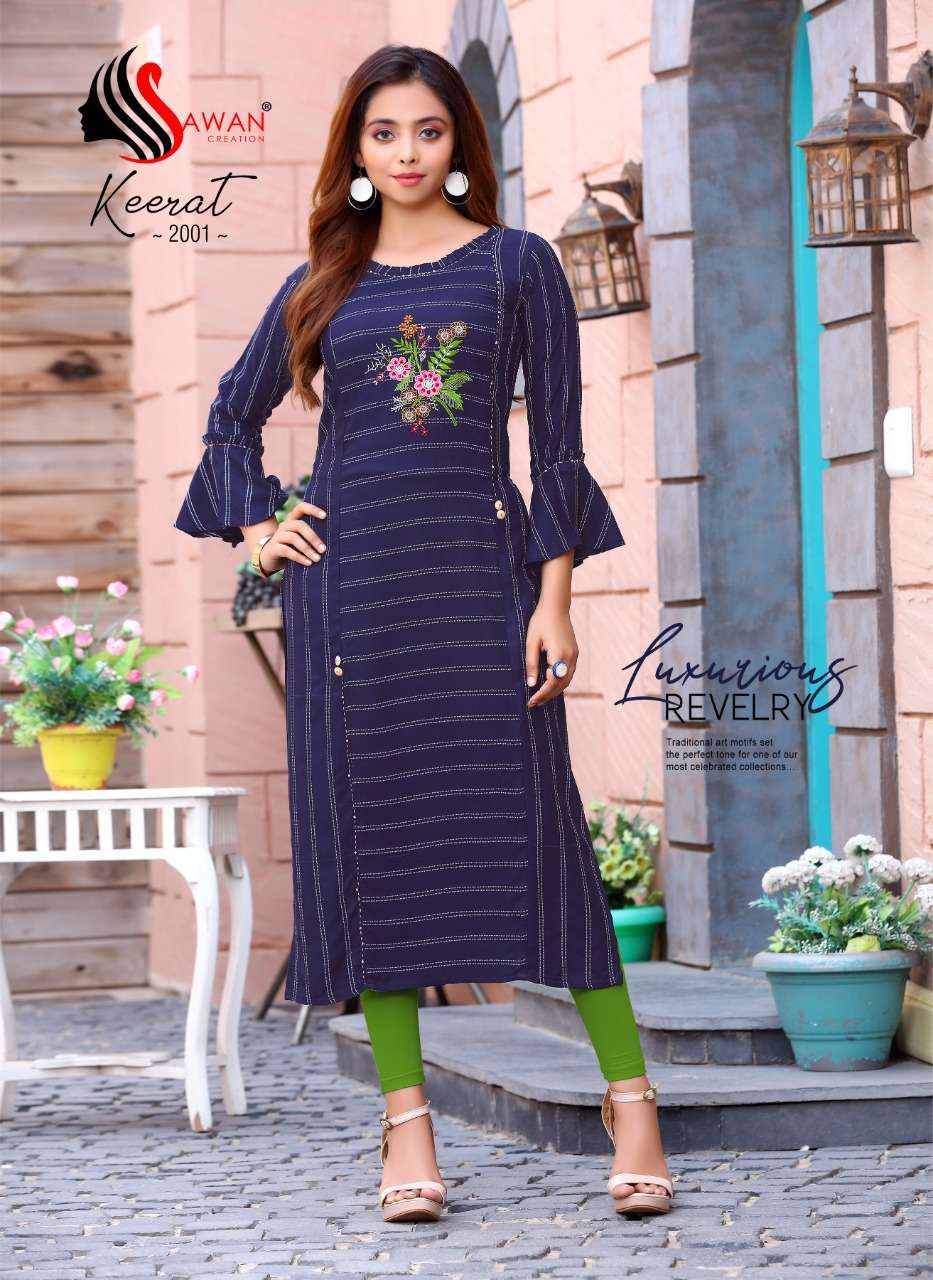 KEERAT VOL-2 BY SAWAN CREATION 2001 TO 2008 SERIES DESIGNER STYLISH FANCY COLORFUL BEAUTIFUL PARTY WEAR & ETHNIC WEAR COLLECTION RAYON EMBROIDERY KURTIS AT WHOLESALE PRICE