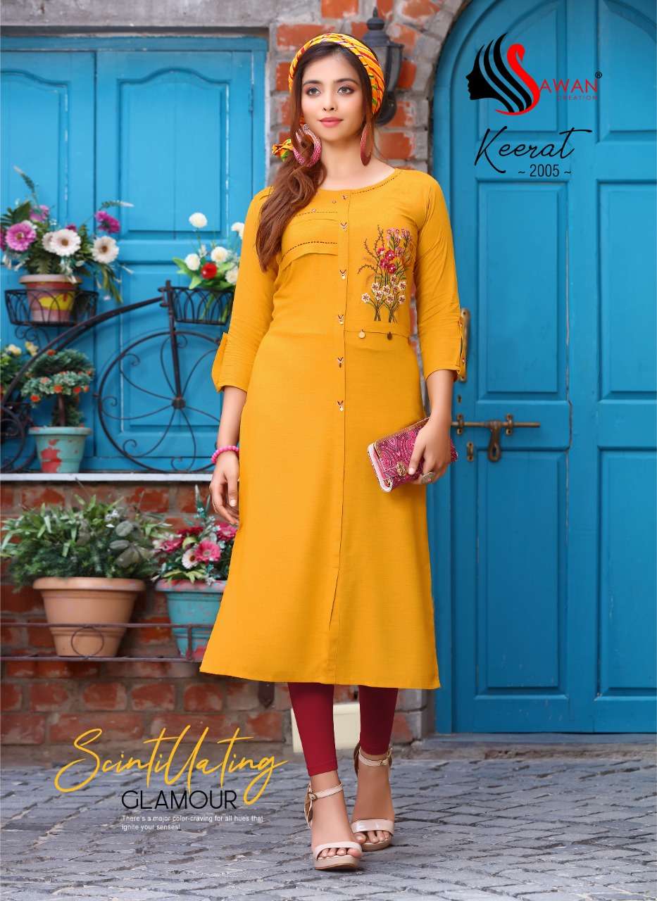 KEERAT VOL-2 BY SAWAN CREATION 2001 TO 2008 SERIES DESIGNER STYLISH FANCY COLORFUL BEAUTIFUL PARTY WEAR & ETHNIC WEAR COLLECTION RAYON EMBROIDERY KURTIS AT WHOLESALE PRICE