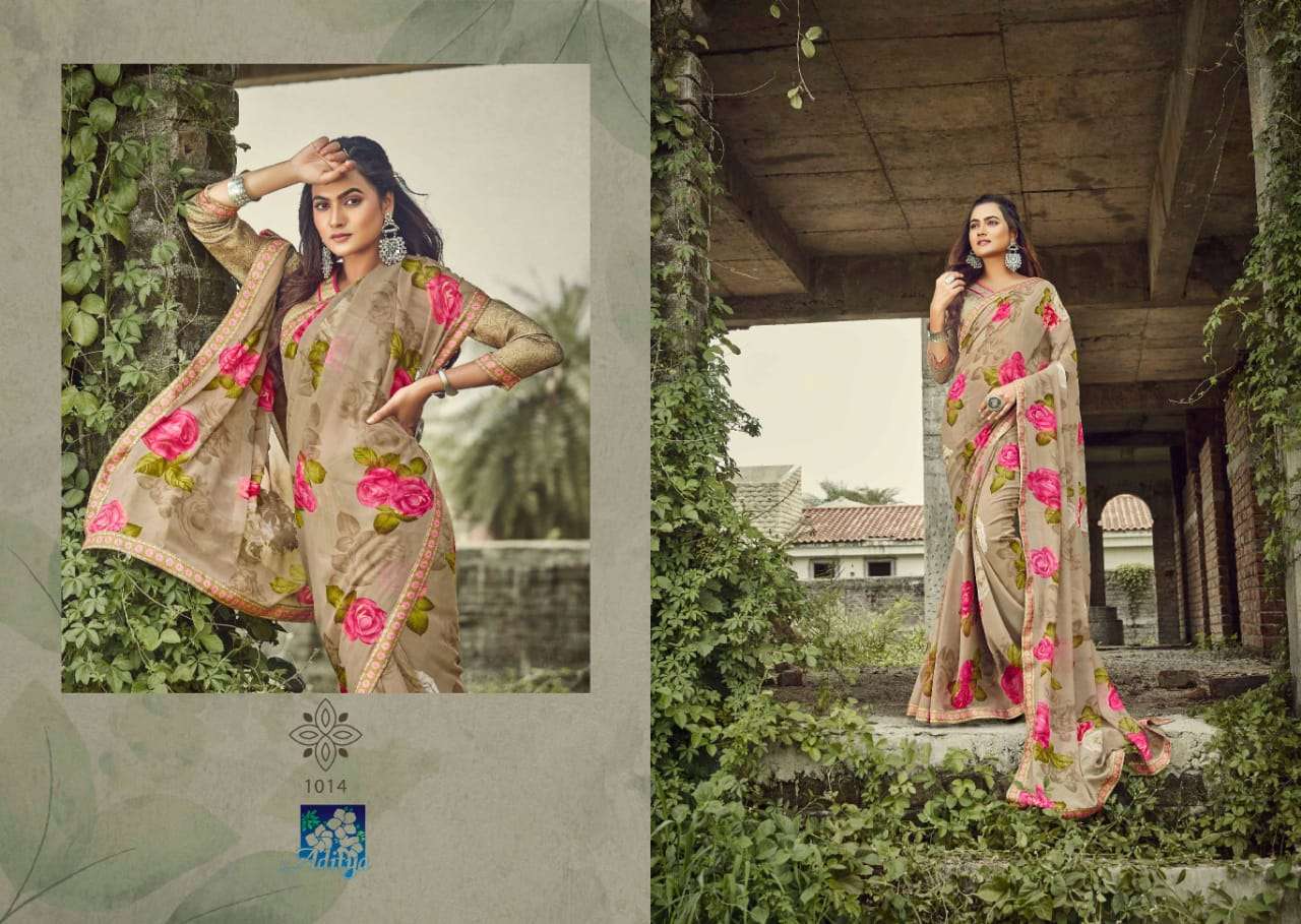 APSARA BY ADITYA PRINTS 1013 TO 1020 SERIES INDIAN TRADITIONAL WEAR COLLECTION BEAUTIFUL STYLISH FANCY COLORFUL PARTY WEAR & OCCASIONAL WEAR GEORGETTE PRINT SAREES AT WHOLESALE PRICE